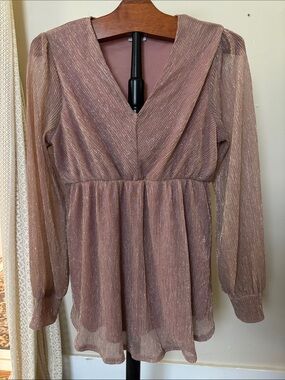 Siren Lily Maternity Top Womens Shimmer Mauve Pink V-Neck Long Sleeve Shirt NYE